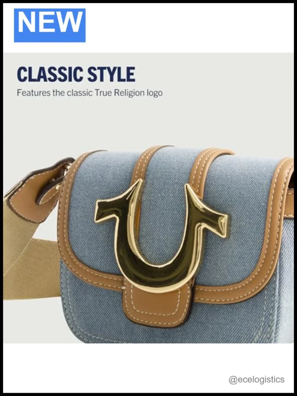 Women's Denim Crossbody Bag Flap Adjustable Shoulder Purse